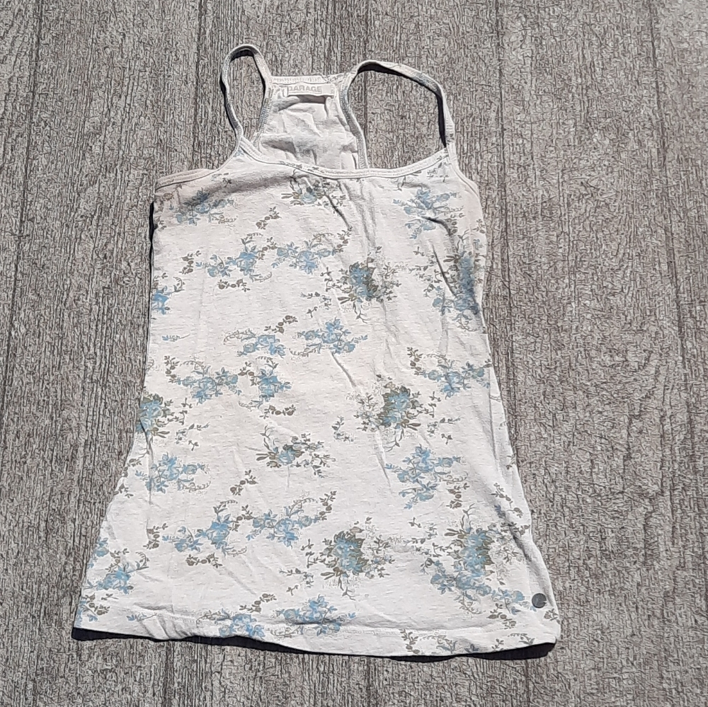 Garage gray flowered tanktop